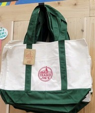 Trader Joe's Large Green/White Heavy Cotton Basic Canvas Tote Reusable Bag Limit