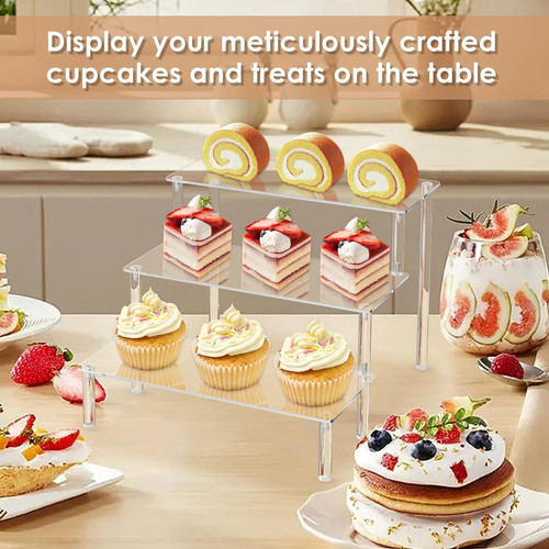 Acrylic Display Risers,Clear Risers Stand Small Mini Shelf 3 3 Tier - Picture 4 of 6