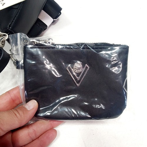 VALENTINO ORLANDI CRESCENT Black SHOULDER Crossbody BAG + COIN PURSE MSRP $240 - Picture 4 of 13