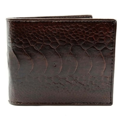 Nueva cartera plegable de piel de avestruz marrón oscuro auténtica para... - Imagen 3 de 68