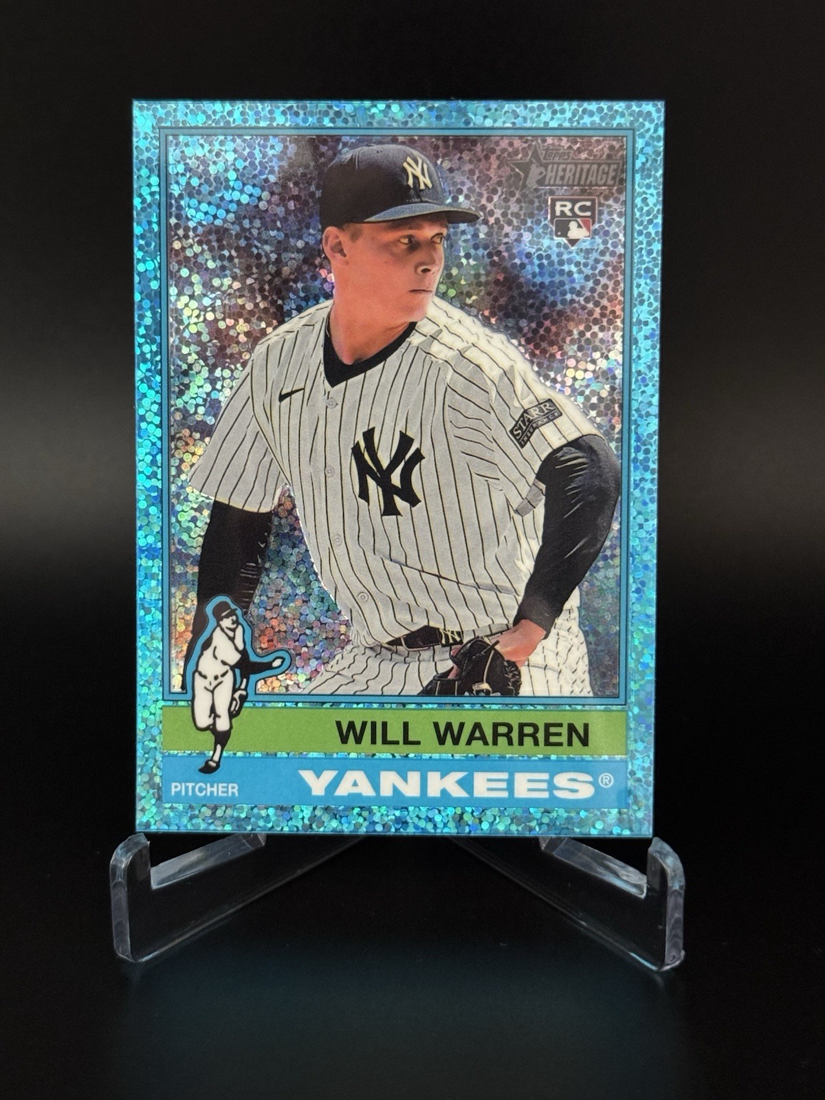 2025 Topps Heritage - Will Warren #281 Chrome Light Blue Sparkle Refractor (RC)