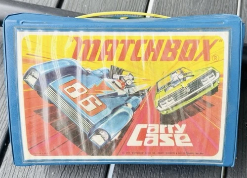 Vintage 1971 Matchbox 24 Car Carrying Case Blue w Diecast Cars Lot of Toys