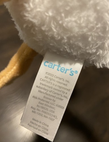 Juguete de peluche de pato ganso blanco de 13" Carters ojos cosidos suave Lovey 68327 - Imagen 2 de 2