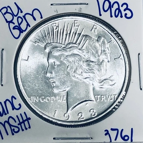 1923 BU UNCIRCULATED SILVER PEACE DOLLAR AUTHENTIC U.S. MINT FREE SHIPPING 3761