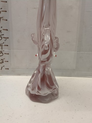 Murano großes Glas Handarbeit 16" Koi Fisch Vintage eingebettet rosa weiße Streifen - Bild 5 von 12