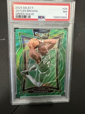 Jaylen Brown 2024 Select Concourse GREEN WAVE SSP /50 PSA  7 POP 1 ONLY 1 HIGHER