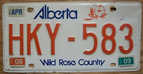 SINGLE ALBERTA, CANADA LICENSE PLATE - 2009 - HKY-583 - Wild Rose Country