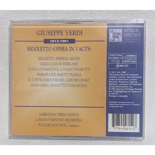 Giuseppe Verdi - Verdi's Rigoletto (2CD, 1985) - Very Good Condition - Picture 2 of 4