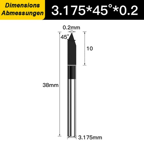 Solid Carbide End Mill 20°-90° Coated Milling Cutters Engraving Bits 0.1-0.4mm - Picture 18 of 33