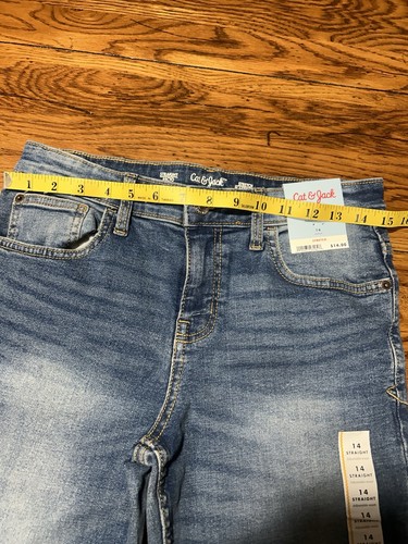 Cat & Jack Straight Leg Jeans Boys Size 14 Slim Stretch Adjustable Waist NWT - Picture 5 of 13