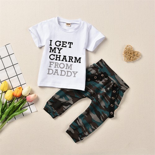 Summer Toddler Baby Kids Boys Tops T-shirt Camo Pants Harem Outfits Set Clothes - Picture 11 of 11