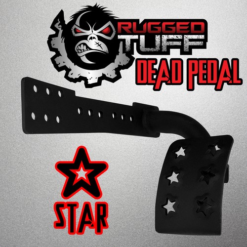 Rugged Tuff Dead Pedal Star JK Jeep Wrangler Non-Slip Metal Foot Rest Adjustable - Picture 2 of 2