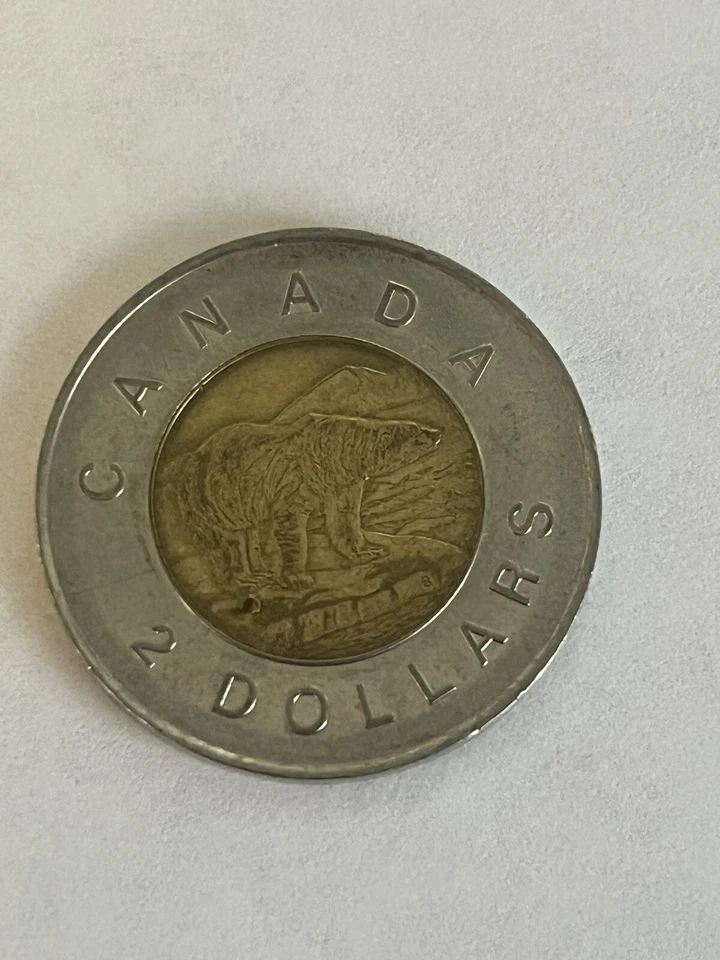 Moneda canadiense de oso polar bimetálico Reina Isabel II de Canadá 1996 UG Foto 2 de 2