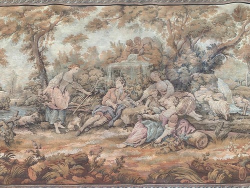 Vintage French Tapestry Goblins Religions Décor Medieval Wall Hanging 202x109cm - Picture 2 of 11