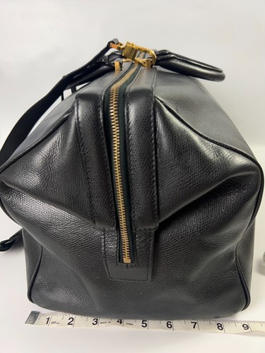 CELINE Boston/Bolso de Lona Cuero Negro con Llave Cerrada Etiqueta de Equipaje Usado en Excelente Condición con Certificado de Autenticidad - Imagen 5 de 15