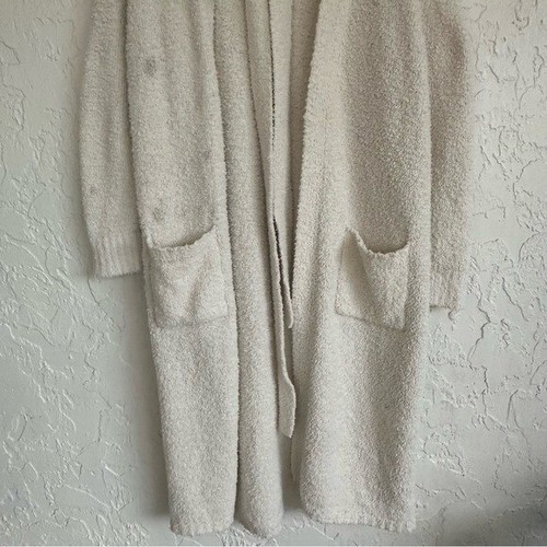 SKIMS Morgenmantel Damen L/XL kuscheliger Strick flauschig bequem langer Gürtel volle Länge creme - Bild 3 von 9