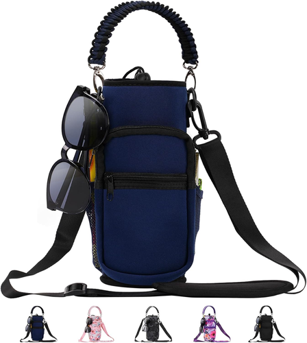 16/40oz Trinkflaschentragetasche, Neopren Wasserflaschenhülle mit 4 Taschen Navy - Bild 10 von 11