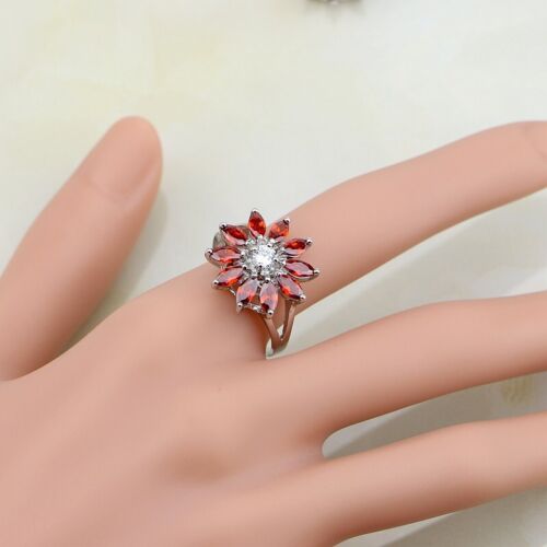 Bridal Jewelry Set Red A++ Crystal Womens Sterling Silver Pltd Earrings Bracelet - Picture 2 of 6