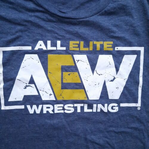 NEW AEW All Elite Wrestling Logo Blue T-Shirt Adult 2XL TV Short Sleeve XXL - Picture 3 of 6