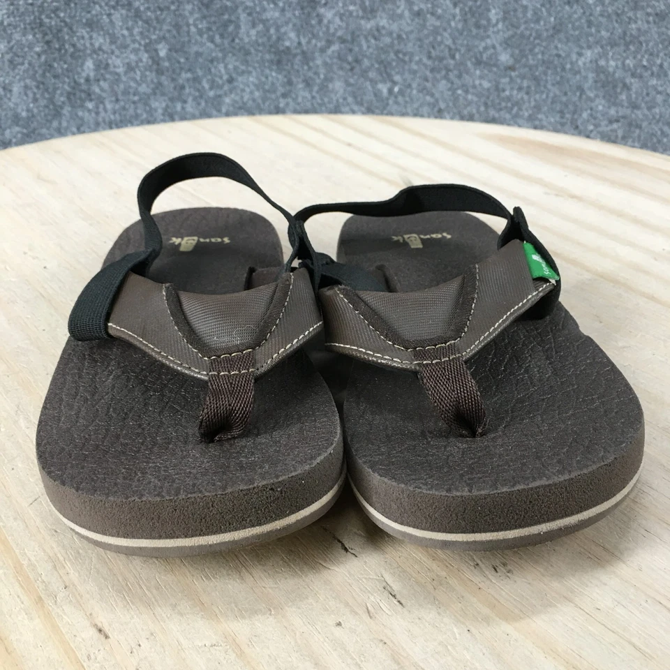 Sandalias Sanuk Niño Pequeño 10-11 Cerveza Acogedoras Eslinga Marrón Cómodas Pull On Planas Foto 4 de 4