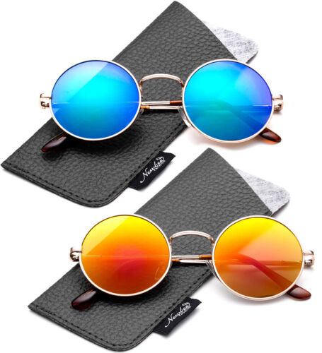 Circle John Lennon Sonnenbrille blitzverspiegelte runde Gläser Vintage Hippie Retro rund - Bild 4 von 18