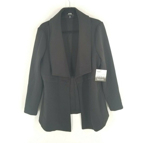 Kensie Womens XL Quilted Open Front Jersey Jacket Black Long Sleeve NWT - Imagen 1 de 9