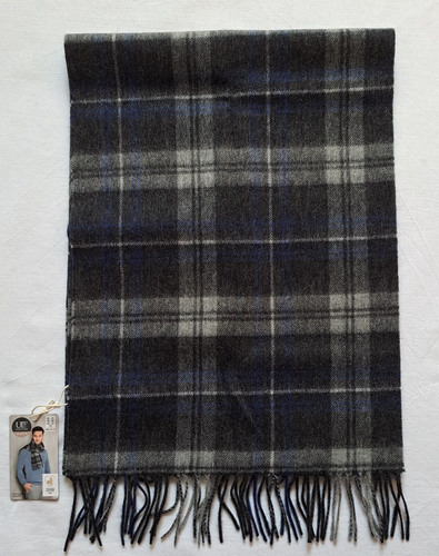 UP2FASHION Herren Winter Schal 180x32 cm Wolle 80%, Kaschmir 20% d.grau kariert - Bild 3 von 10