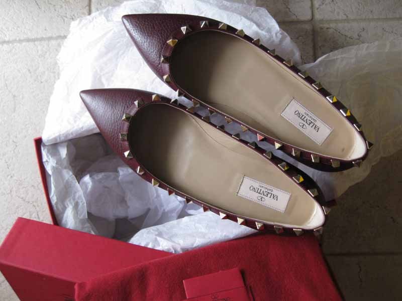 775 Valentino AUTH NIB Rockstud Bordeaux Grained Leather Leather Leather 38 Ballerinas 7c42ce 775 Valentino AUTH NIB Rockstud Bordeaux Grained Leather Leather Leather 38 Ballerinas 7c42ce