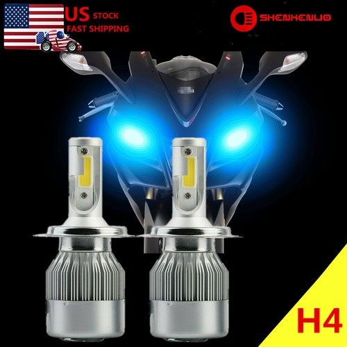 H4 COB LED Bulb ICE BLUE 360¡ã Hi/Low Beam Motorcycle Headlight 8000K High Power - Picture 2 of 14
