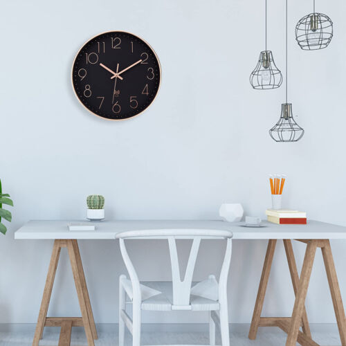 30CM Radio-Controlled Wall Clock Hanging NO Tick Chiming Clock Round Wallclock - Picture 2 of 9