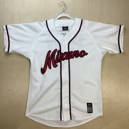 Mizuno Script Jersey White -  LARGE- Stitched Sewn - RARE Baseball Teamwear NICE - Picture 1 of 12
