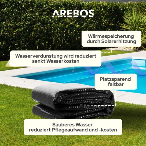 AREBOS Wärmeplane Solarfolie Solarplane Solarheizung Pool Heizung 120mic schwarz - Bild 6 von 13