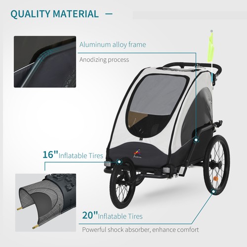 3in1 Bike Wagon Stroller 2 Seater for Big Kids Baby Child Bicycle Trailer Jogger - Picture 7 of 12