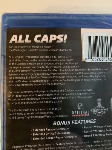 2018 STANLEY CUP CHAMPIONS Washington Capitals Brand New Blu-ray + DVD Sealed - Picture 3 of 5