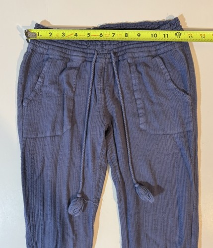 Roxy Pants Ivory Elastic Waist Drawstring Pockets Juniors Size Small Indigo - Picture 4 of 9