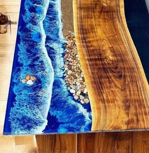Epoxy Resin Dining Table Top, Ocean Waves Coffee Table, Epoxy Countertop Decor - Picture 5 of 11