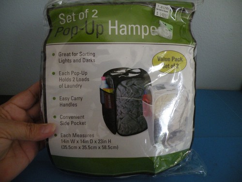2 POP UP LAUNDRY HAMPERS w side pockets DURABLE MESH NYLON - 14X14x23" - new D1