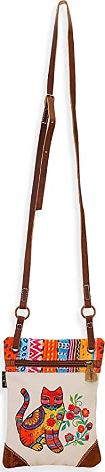 Сумка-портмоне Laurel Burch Maya с разноцветным котом через плечо, 6,5 x 8,5 см