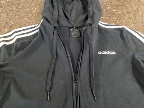 Adidas 3 Stripe Full Zip Up Hooded Jacket Unisex Youth Medium (12-14) Black - Picture 10 of 12
