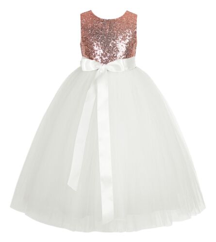 Sequin Heart Cutout Flower Girl Dresses Wedding Dress Junior Bridesmaid Dresses - Picture 59 of 67