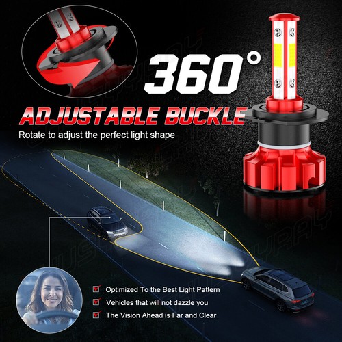 4Side LED Headlight Combo H7+H7+H11 High Low Beam+Fog Light 6x Bulbs Kit 6000K - Bild 3 von 24