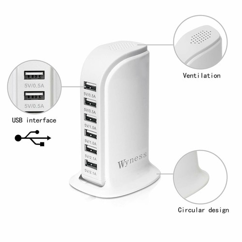 4/6/7 Port Multi-Port USB Wall Travel Charger Desktop USB Hub Charging Station - Picture 34 of 48