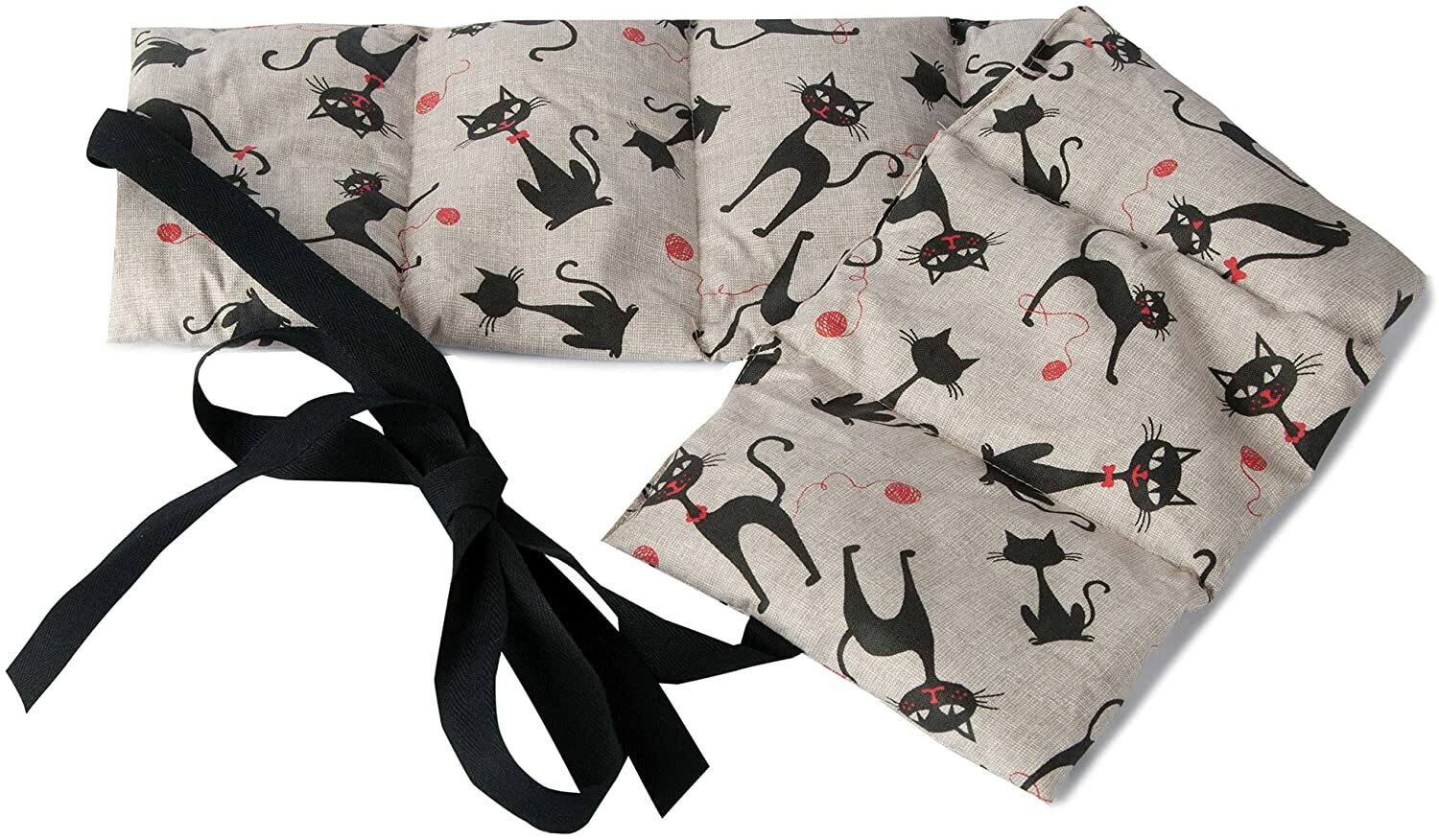 Wärmekissen MIT BAND 65x15 - langes Körnerkissen zum Binden - Katze-Mimi;
