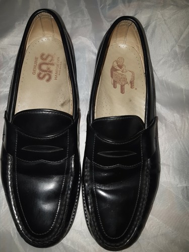 HAND SEWN SAS 1976 USA BLACK LEATHER SLIP ON WALKING DRIVING SHOES 9 N - Bild 6 von 12