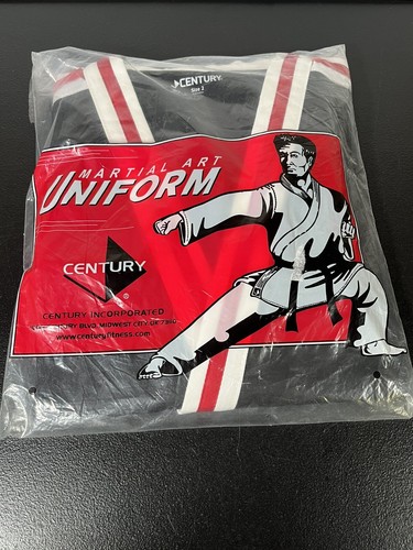 Century Martial Art Uniform Size 2 Black/Red/White New in Package Karate - Picture 1 of 4