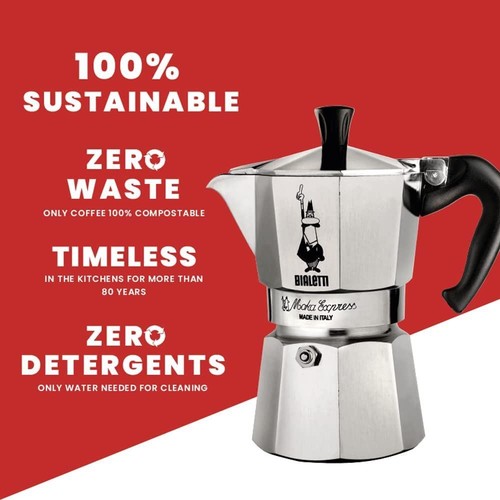 Bialetti Moka Express 6 Cup & Induction Plate - Coffee Stovetop Espresso Maker - Picture 7 of 7