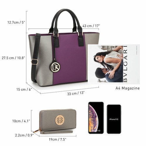 Womens Handbag and Purse Top Handle Large Tote Classic Shoulder Bag with Wallet - Picture 134 of 142
