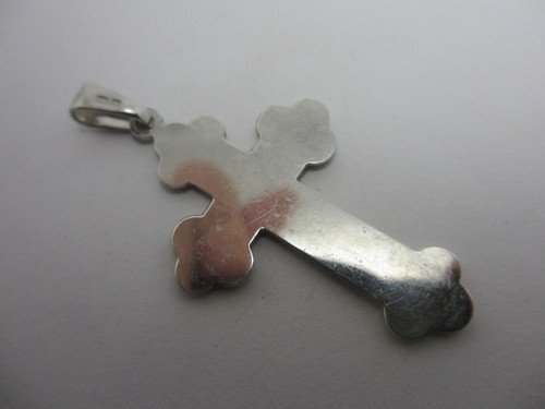 Vintage Blue Enamel Corpus Christi Sterling Silver Cross Pendant Charm 1970s - Picture 6 of 7