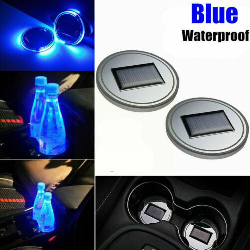 Blue LED Solar Cup Pad Car Accessories Cover Interior Decoration Light Car Parts - Bild 3 von 12