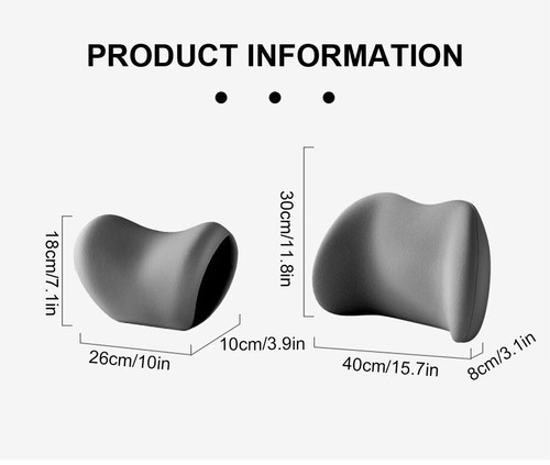Car Seat Headrest Neck Rest Cushion Waist Pillow Kit Memory Foam For Home Office - Bild 13 von 18